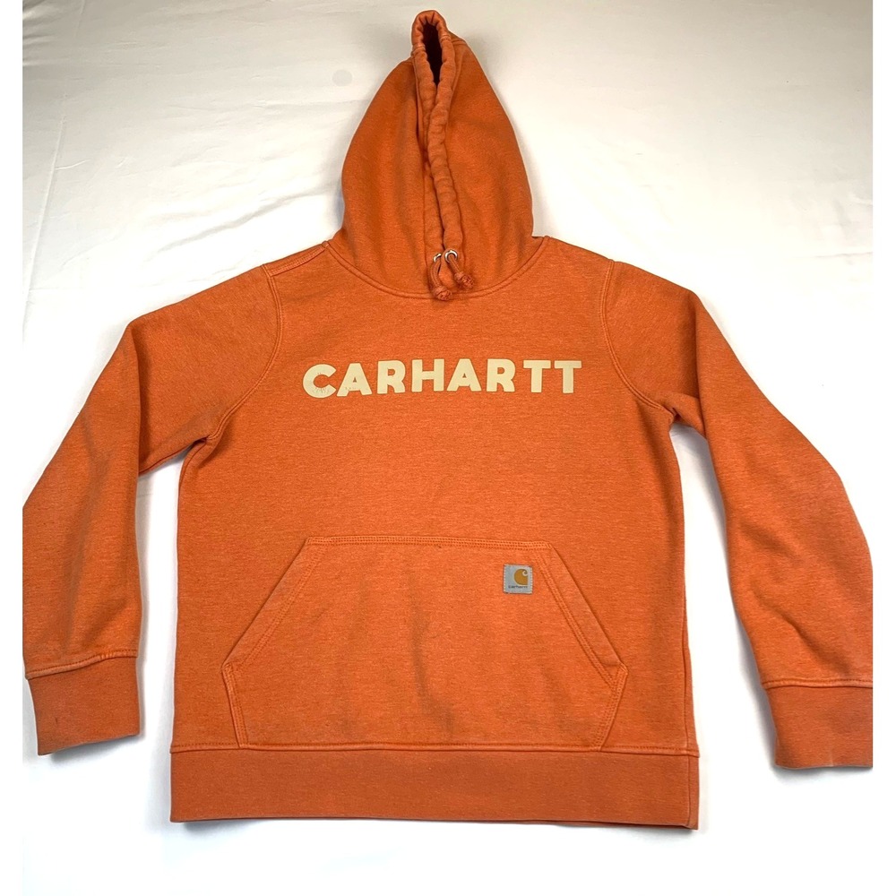 Carhartt Force Hoodie Sweatshirt Womens Small Orange Relaxed Fit With Logo‎